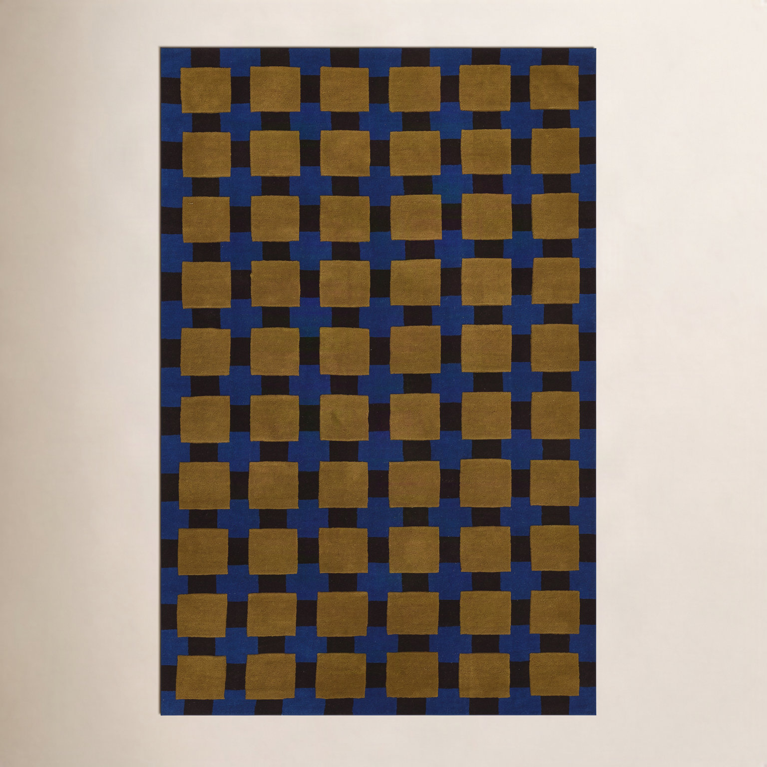 Bauhaus Hand-Tufted Geometric Rug, Rectangle 5' x 8', Blue