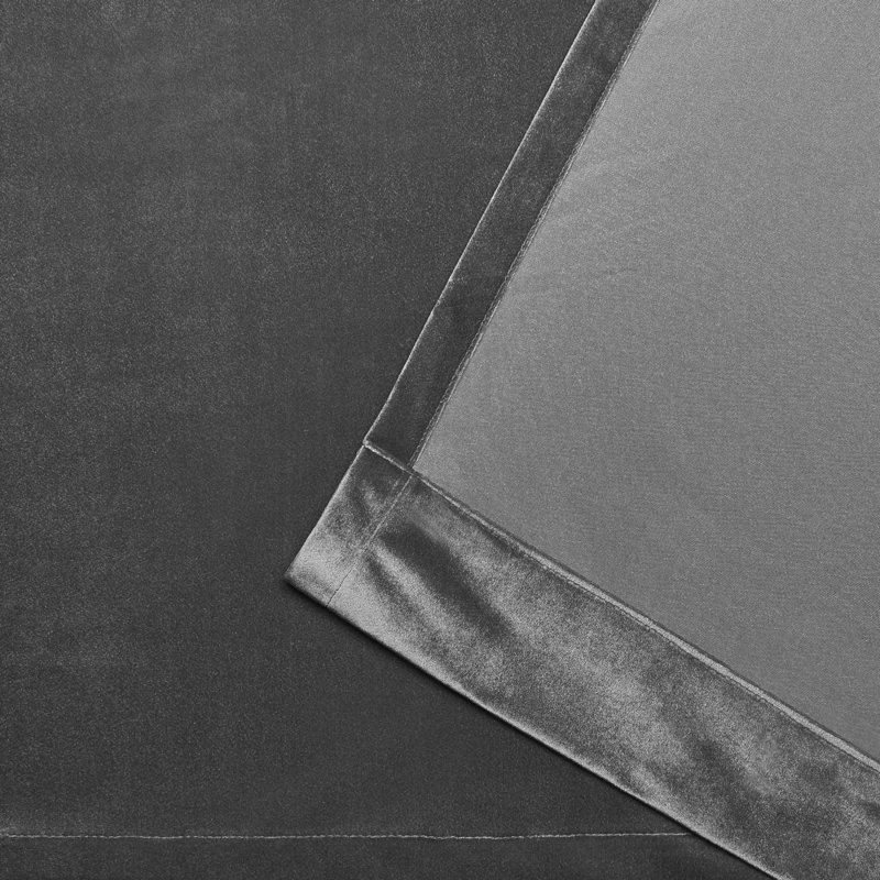 Cambra Velvet Semi-Sheer Grommet Curtain Panels, Soft Gray, 54"L x 63"W