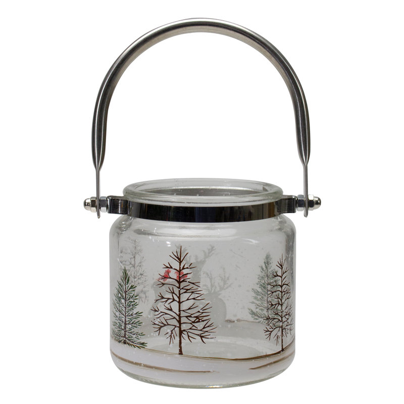 Porte-bougie de Noël en verre sans flamme 4 po