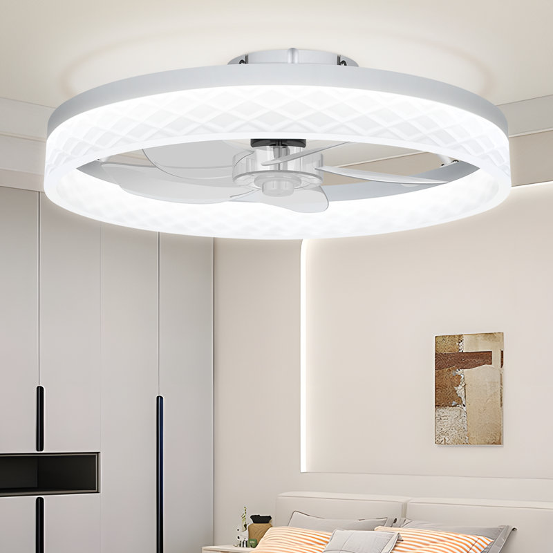 Ventilateur de plafond moderne avec télécommande, moteur à courant continu silencieux à 6 vitesses et éclairage DEL réglable