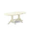 9 Piece Modern Dining Table Set Includes an Oval Wooden Table with Butterfly Leaf and 8 Grey Linen Fabric Upholstered Chairs, Linen White-563710204