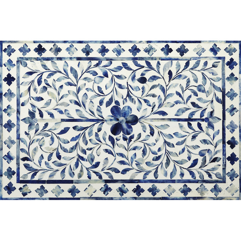 Vivienne Blue Bone Inlay 2-Drawer Accent Chest