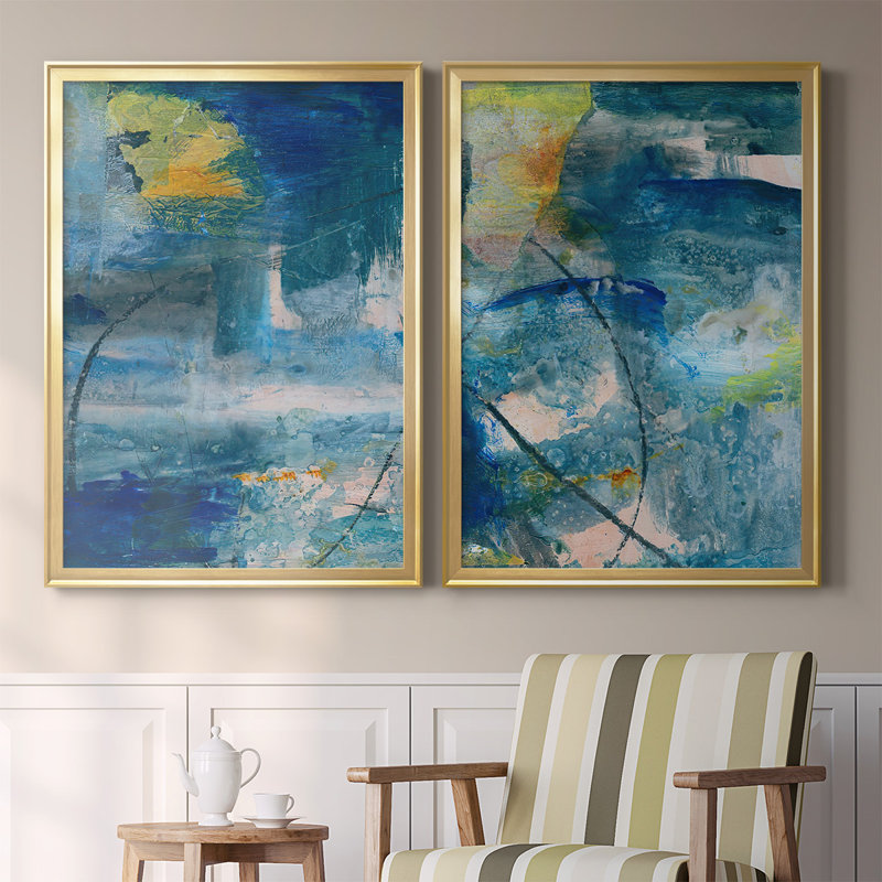 Spring Winds I, toile encadrée de qualité supérieure - prête à être accrochée, H 42,5 po x l 61 po, Or