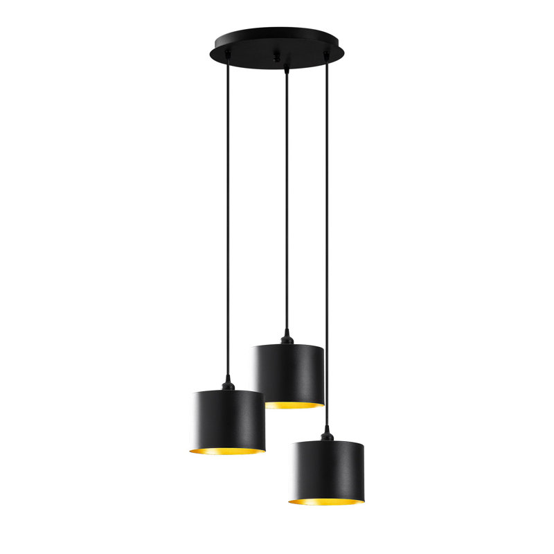 Luminaire suspendu tambour à 3 lumières Kayne, Noir