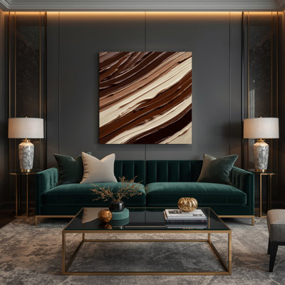 Toile horizontale rayée beige brun chocolat brun