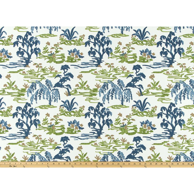Oreiller en lin bleu et vert, Rectangle 12"H x 19"W