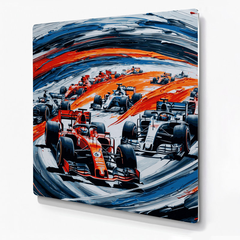 Art mural en métal gris Sports Formule, H 12 po x l 12 po