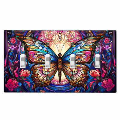Nature Themed 4 - Gang Toggle Light Switch Standard Wall Plate