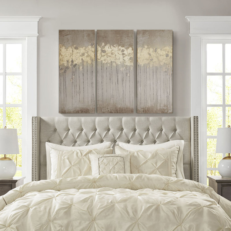 Ensemble de 3 toiles dorées, Taupe, H 35,05 po x l 45,05 po