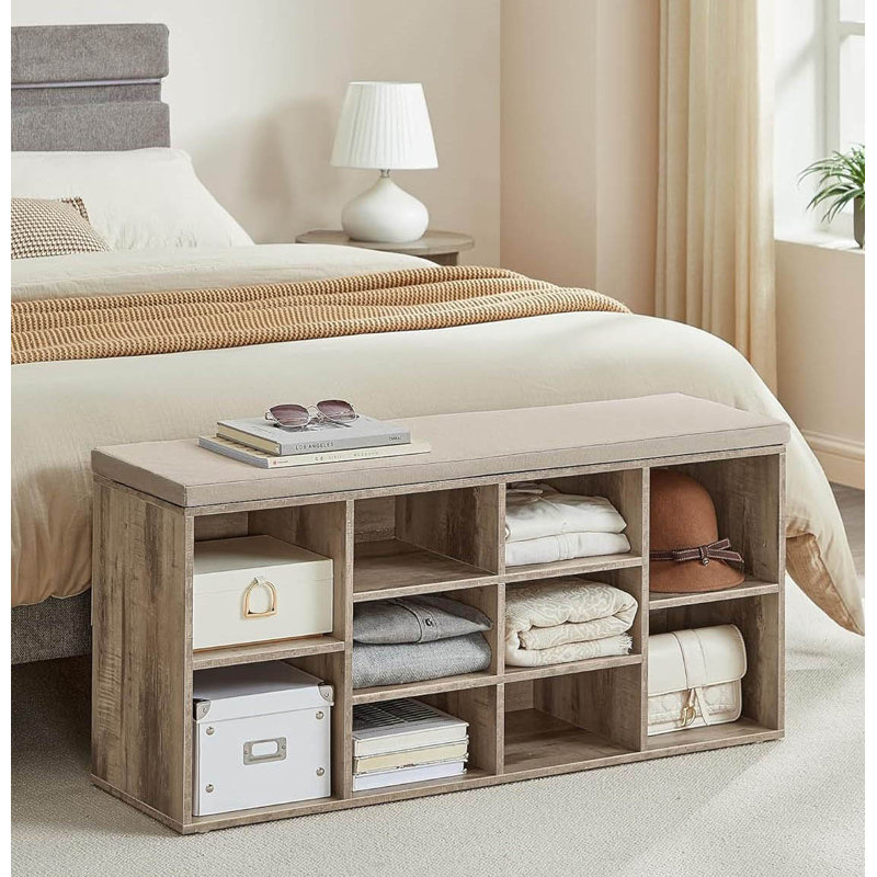 Wood Storage Bench, Camel Brown