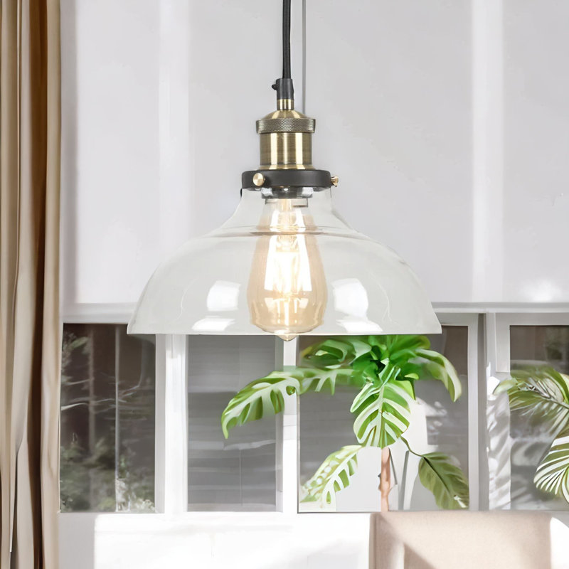 Industrial Antique Brass Effect Glass Light Shade