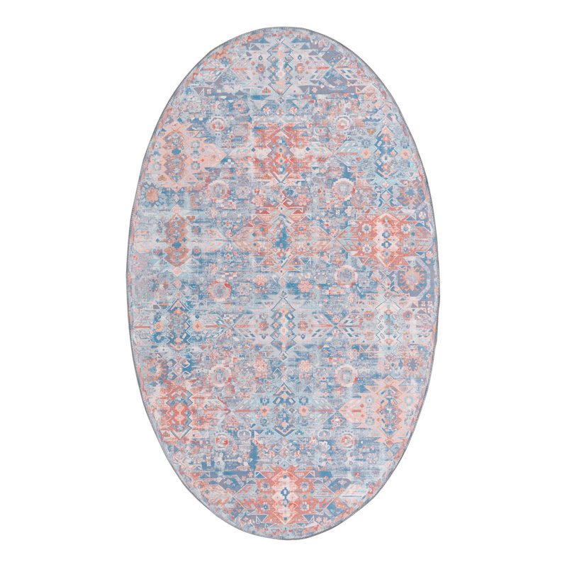 Mayzelle Chenille Oriental Indoor Rug, Oval 5' x 8'