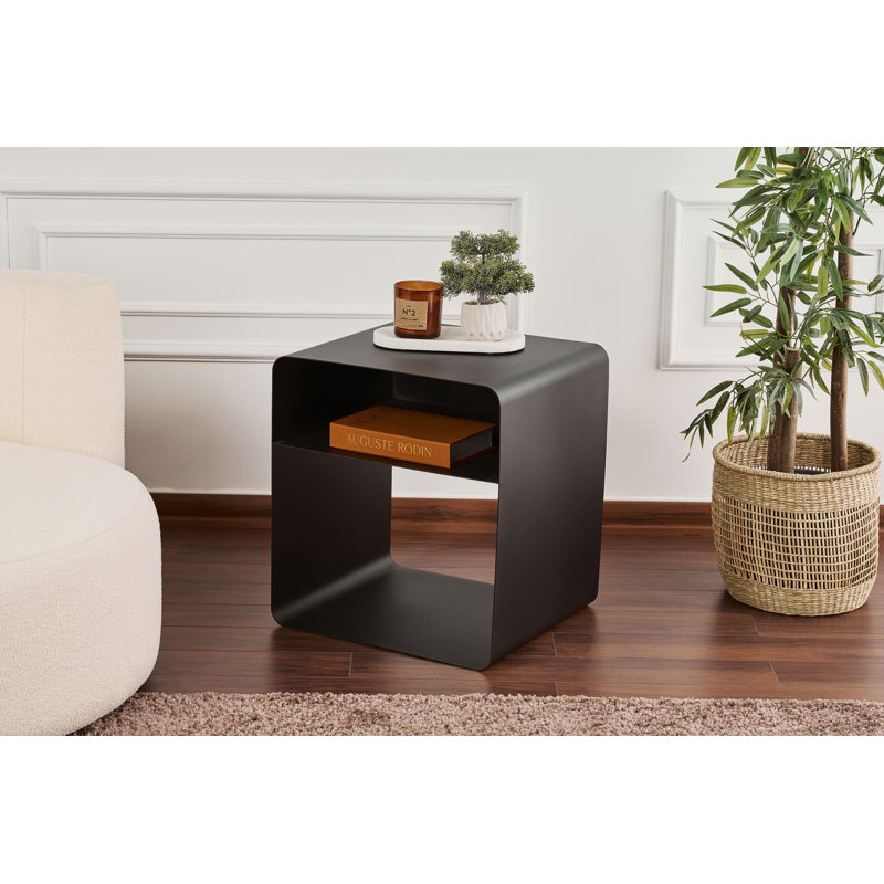 Stylish Black Metal Side Table, 17.7 x 19.7 x 22.0 Inches | 100% Durable Metal Construction | Versatile Design for Living Room, Bedroom & Office | Modern Accent Table for Small Spaces & Decor Enhancement