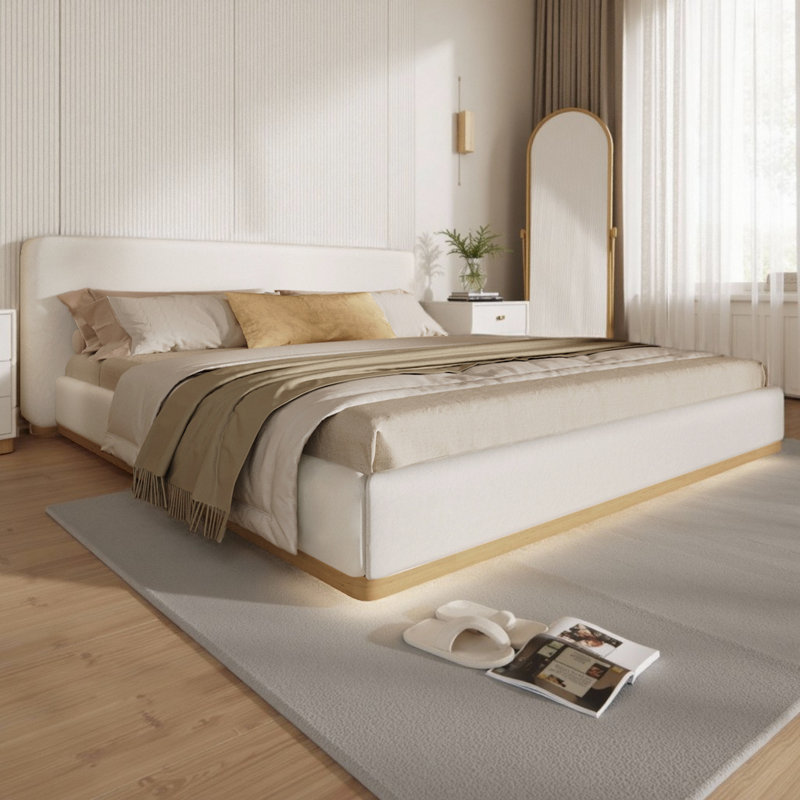 Tête de lit tapissier Cocoon Elegant, Très grand lit, Blanc