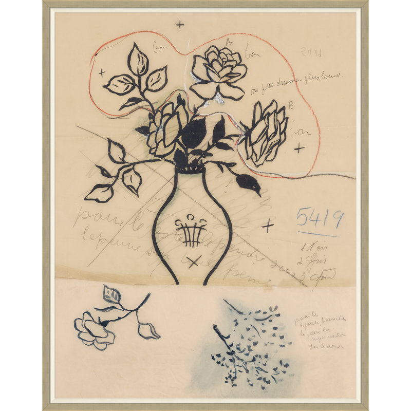 Tres Roses Print by Paule Marrot, Silver Framed, 54" H x 43" W x 1.25" D