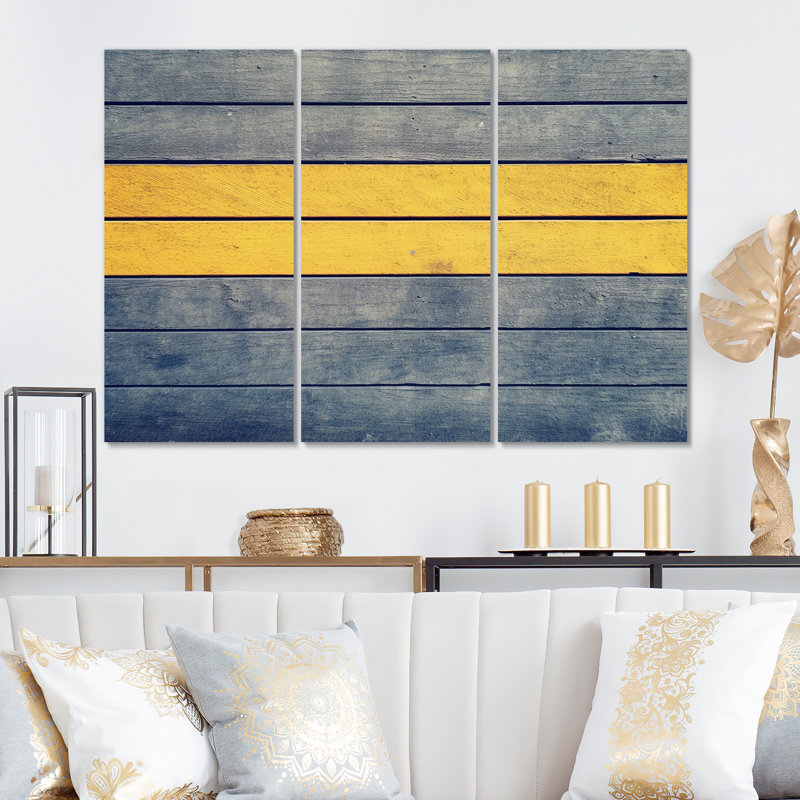 Art mural moderne géométrique, minimalisme Slave - lever du soleil, minimalisme Slave jaune et bleu