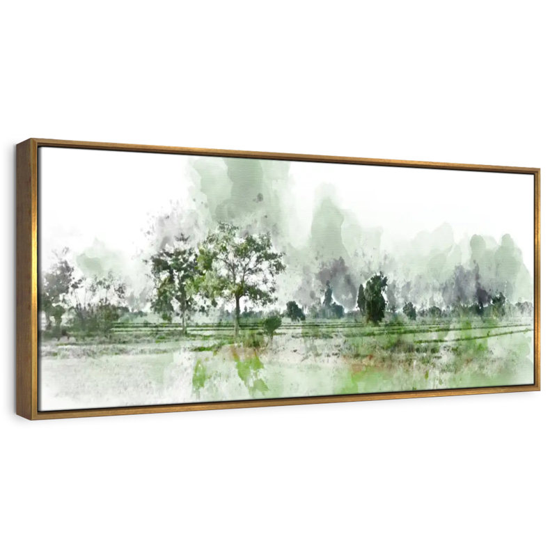 Champ paysage Wilbourn, Cadre flottant doré, 28 po x 10 po