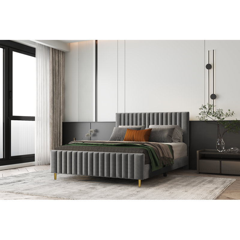 Lit plateforme Donivan, Très grand, Gris