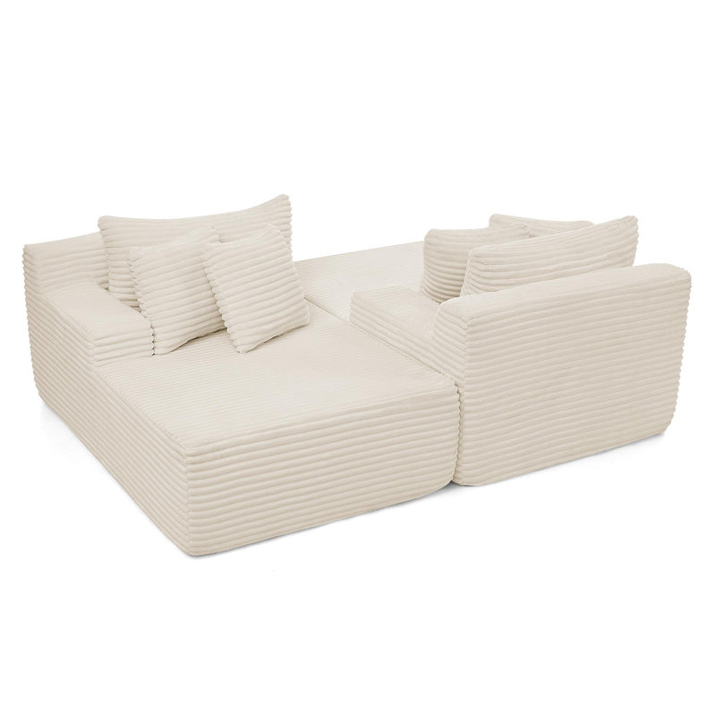 Méridienne à deux places paresseuse, canapé compressé sans assemblage, fabriquée en tissu de velours, méridienne moderne et moelleuse, utilisée pour les salons et les chambres à coucher - beige