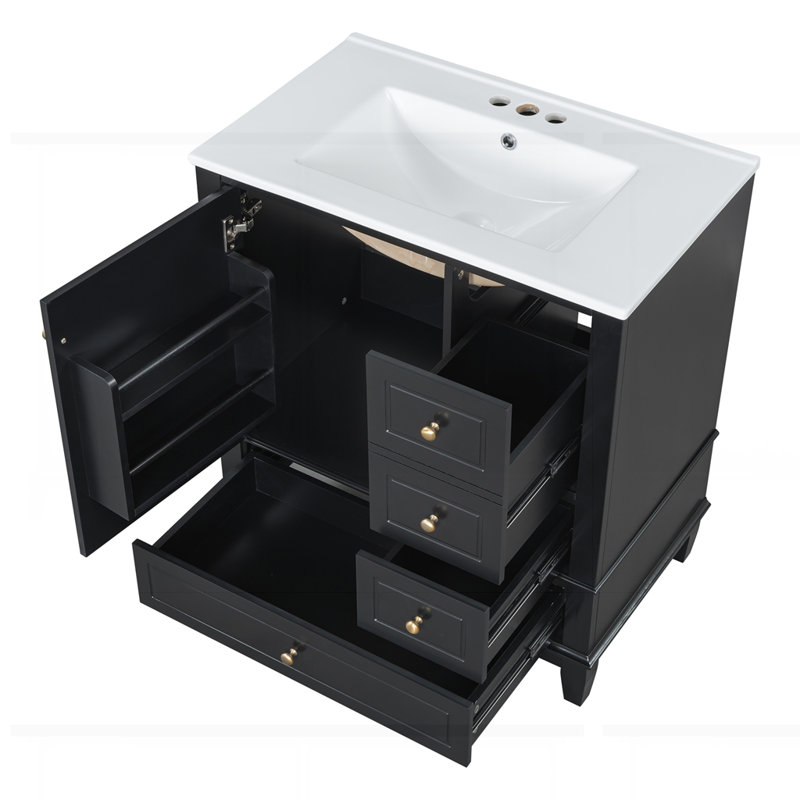 30" Bathroom Vanity with Sink, Black