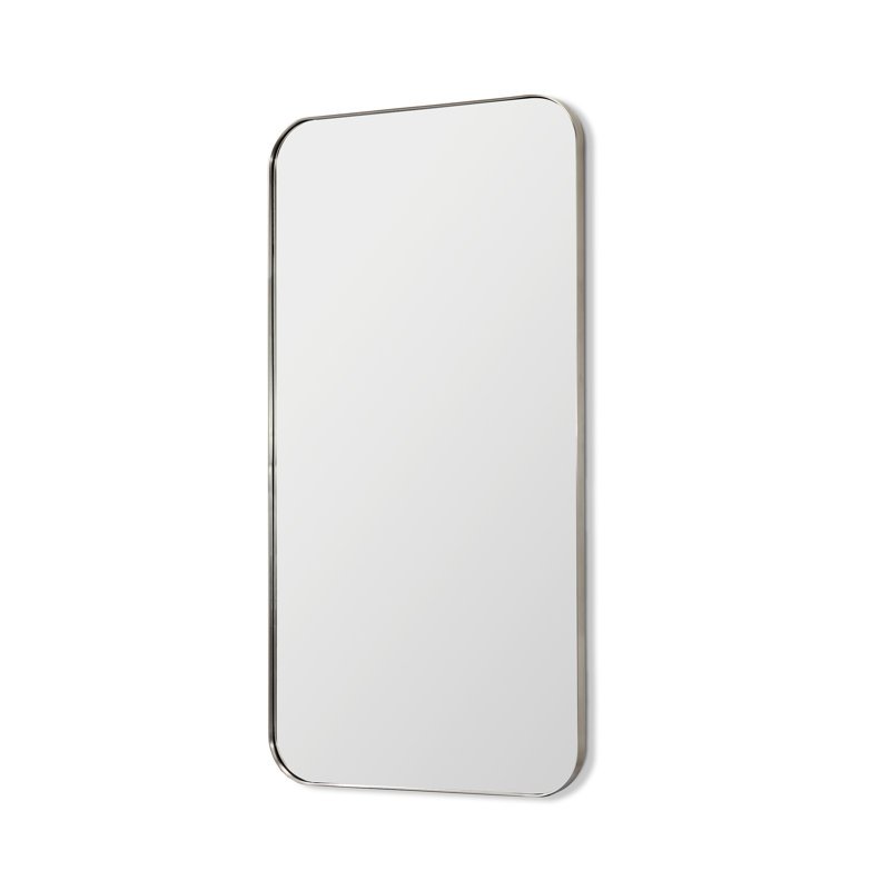 Miroir décoratif biseauté Aalina, 80 po x 42 po, Nickel brossé