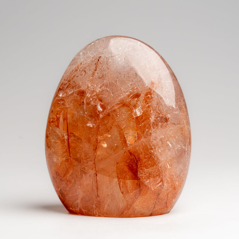 Genuine Polished Strawberry Quartz Flame Freeform, Orange, 5.5" H x 4.75" W x 2.5" D