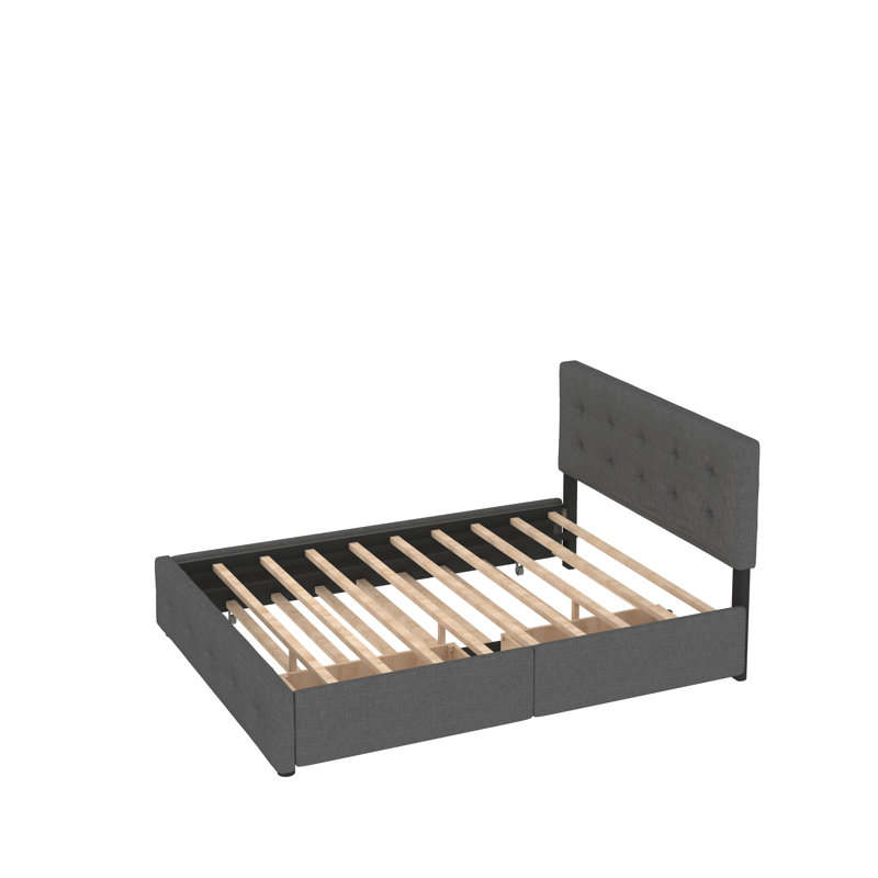 Mirre Upholstered Platform Storage Bed, Dark Gray