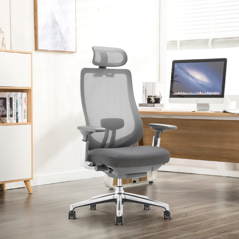 Inbox Zero High-Back Ergonomic Office Chair - Breathable Mesh Task Chair with 4D Adjustable Armrests, Rotating Headrest & Lumbar Support, Home Office Chair for Long Hours