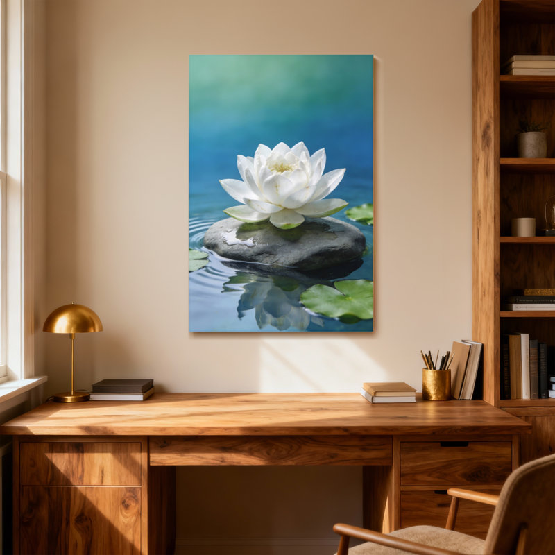 Abstrait lotus blanc sur pierre dans l'eau