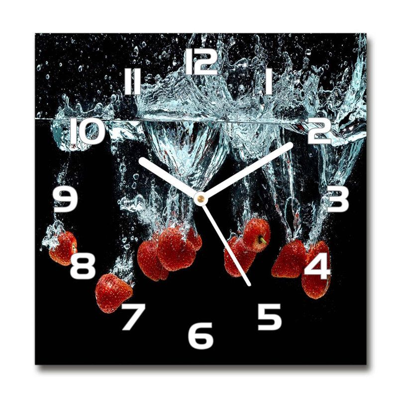 Harolda Glass Wall Clock, White/Black/Red