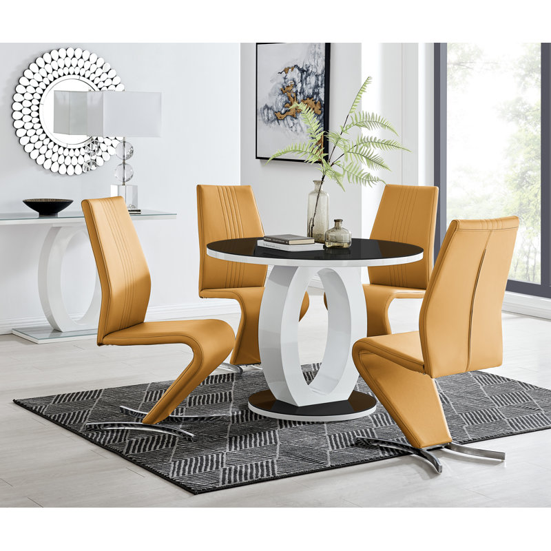 Scottsmoor Modern Halo Seat Round Dining Table Set - 4 Luxury Modern Dining Chairs, 75Cm H x 120Cm W x 120 Cm D, Grey
