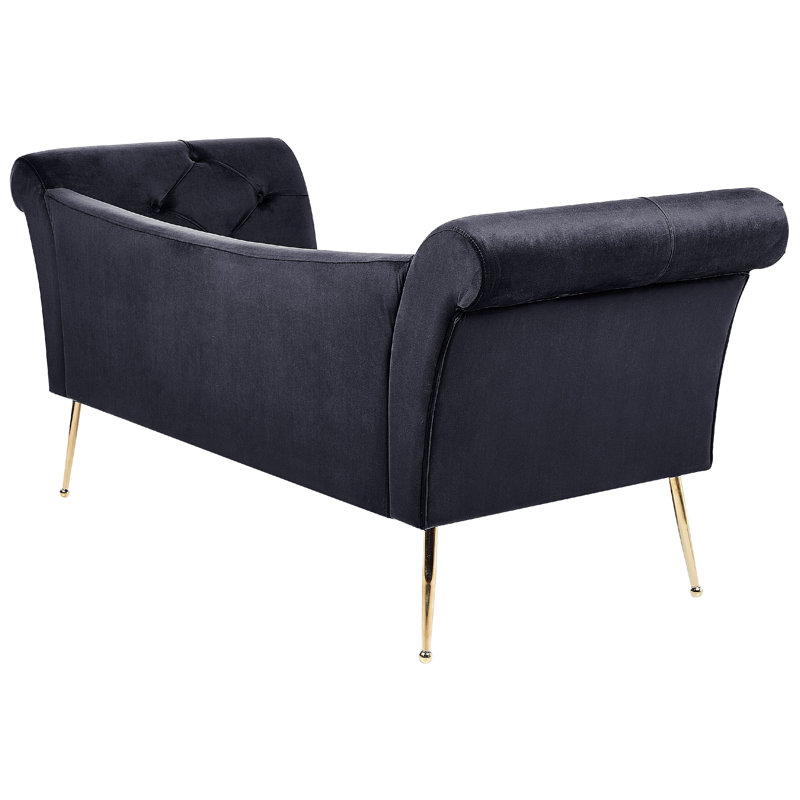Lotsee Velvet Chaise Lounge, Black