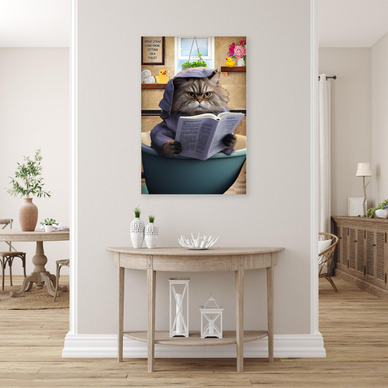 " Cat Sitting On A Toilet ", H 20 po x l 16 po x P 1,25 po
