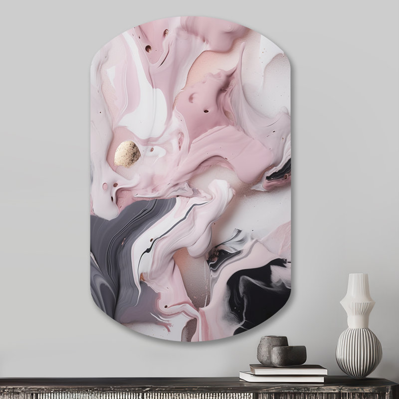 «Soka Solid Marble Paint Artwork III», art mural cylindrique en métal, reproduction d'art asymétrique moderne