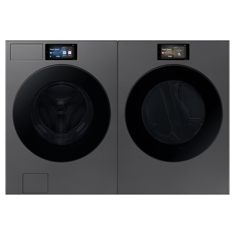 Samsung 7.6 cu. ft. Bespoke AI Ultra Capacity Front Load Electric Dryer with AI Home and AI OptiDry+ in Ivory, Dark Steel