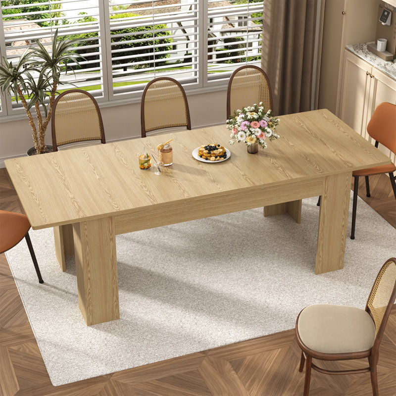 Table de salle à manger extensible Rhu 70,8 "à 110" pour 10 personnes, H 30,4 po x l 110 po x P 35,4 po, Bois naturel
