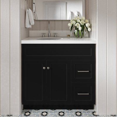 Abell 37'' Single Bathroom Vanity with White Quartz Top