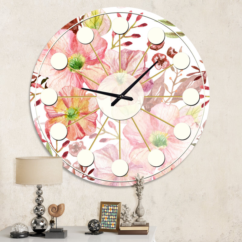 Horloge murale Floral Botanical Retro III - Mid-Century, Moyenne