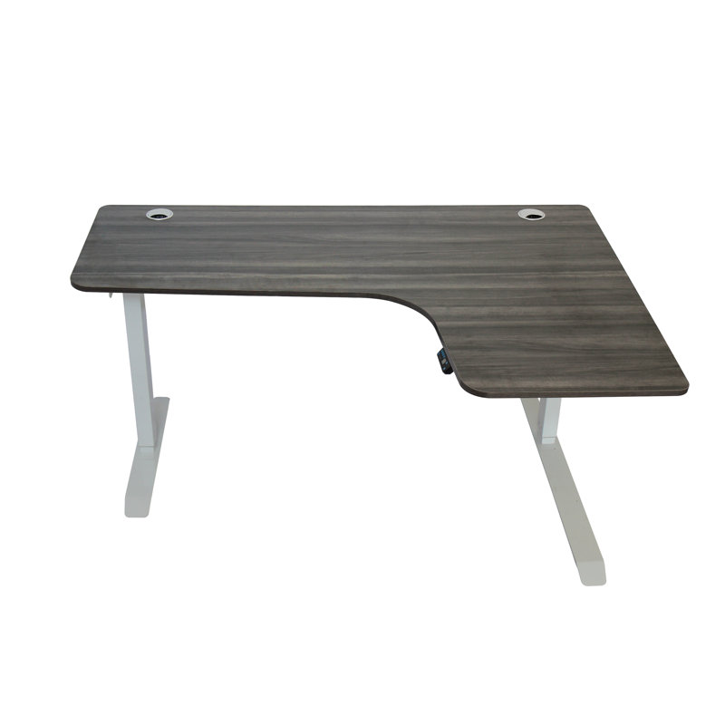 Bureau debout à hauteur réglable en L, Gris ébène / blanc