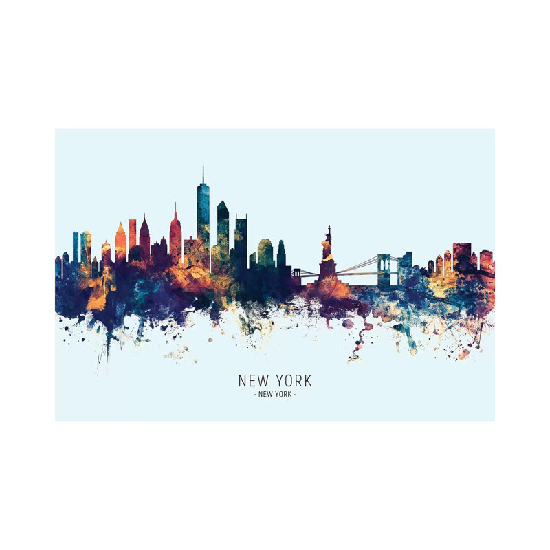 New York Skyline Blue Orange by Michael Tompsett - Print on Canvas, Wrapped Canvas, 66.04 cm H x 45.72 cm W x 1.91 cm D