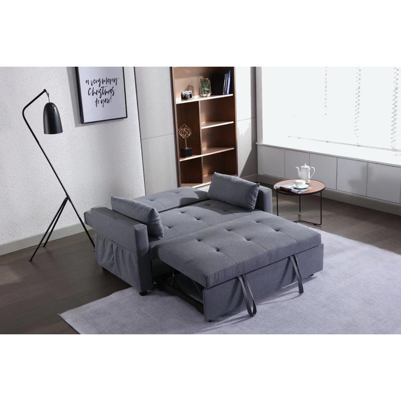 Rainell Upholstered 55.12'' Sofa, Dark Gray Linen