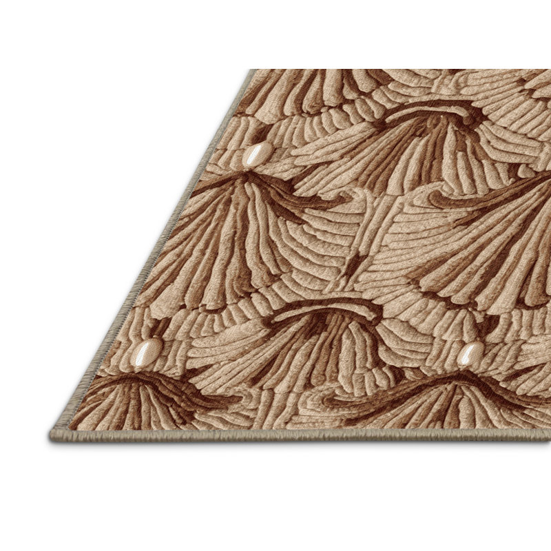 Tapis brun français lavable à la machine, Rond 5 pi