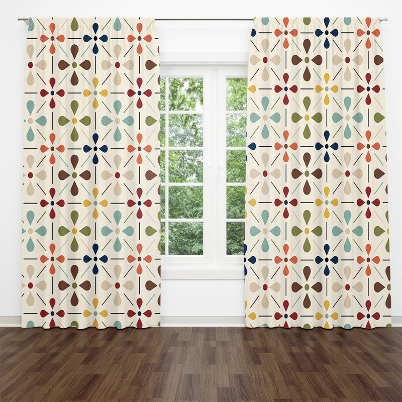 Paire de rideaux semi-transparents style Mid-Century Jacks, 20 po x 82 po