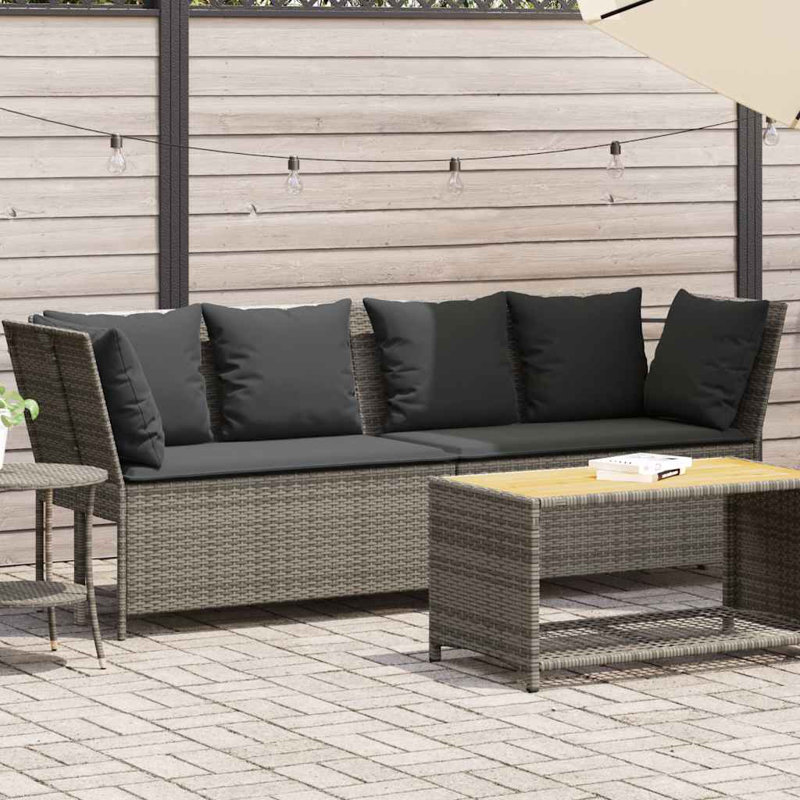 Patio Sofa With Cushions Brown Poly Rattan, Gray, Dark Gray
