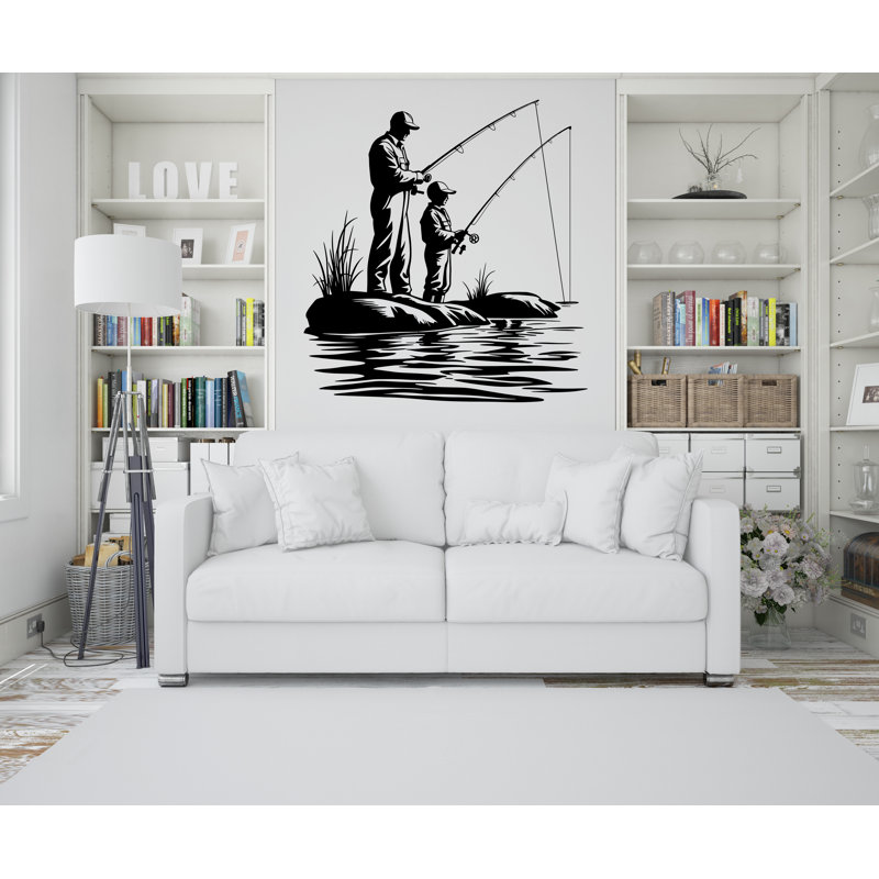 Père et fils, autocollant de pêche, pêche, fête des pères, cadeau de pêche, art mural, papa et enfants, décoration de chambre de bébé, cadeau de papa