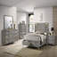Table de chevet 2 tiroirs en placage de couleur grise Bookmatched