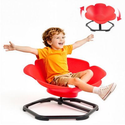 Chaise pivotante pour enfants autistes 3-12 ans Autism Jouet sensoriel 220 lb, siège pivotant pour enfants TDAH, dossier sécuritaire et de soutien, coordination de l'entraînement, L 25,6 po x l 25,6 po, rouge