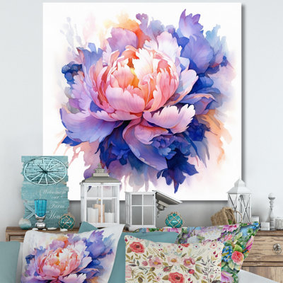 Coral Blue Peony Visons - Floral Wall Art
