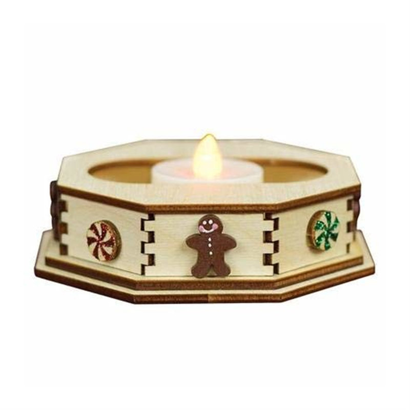4.25'' H Wood Tabletop Tealight Holder