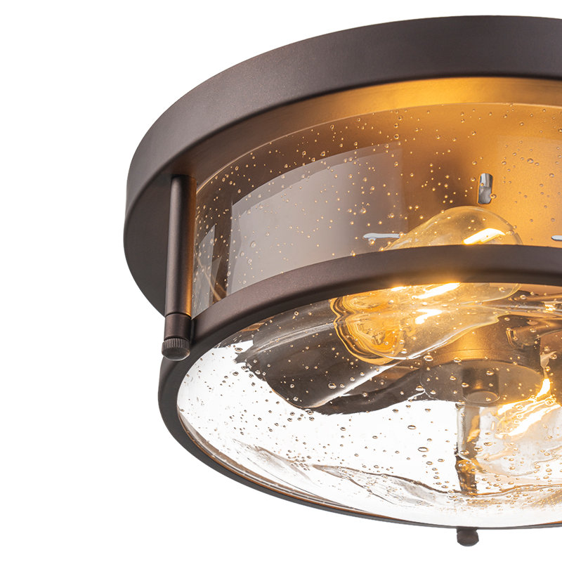 Plafonnier encastré 2 lumières Lampkins, Bronze frotté à l'huile